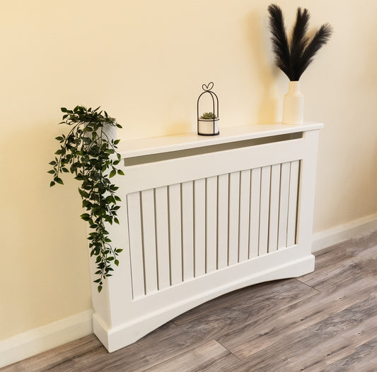 Radiator Cover Bespoke Hand Made Custom Curved, White Top