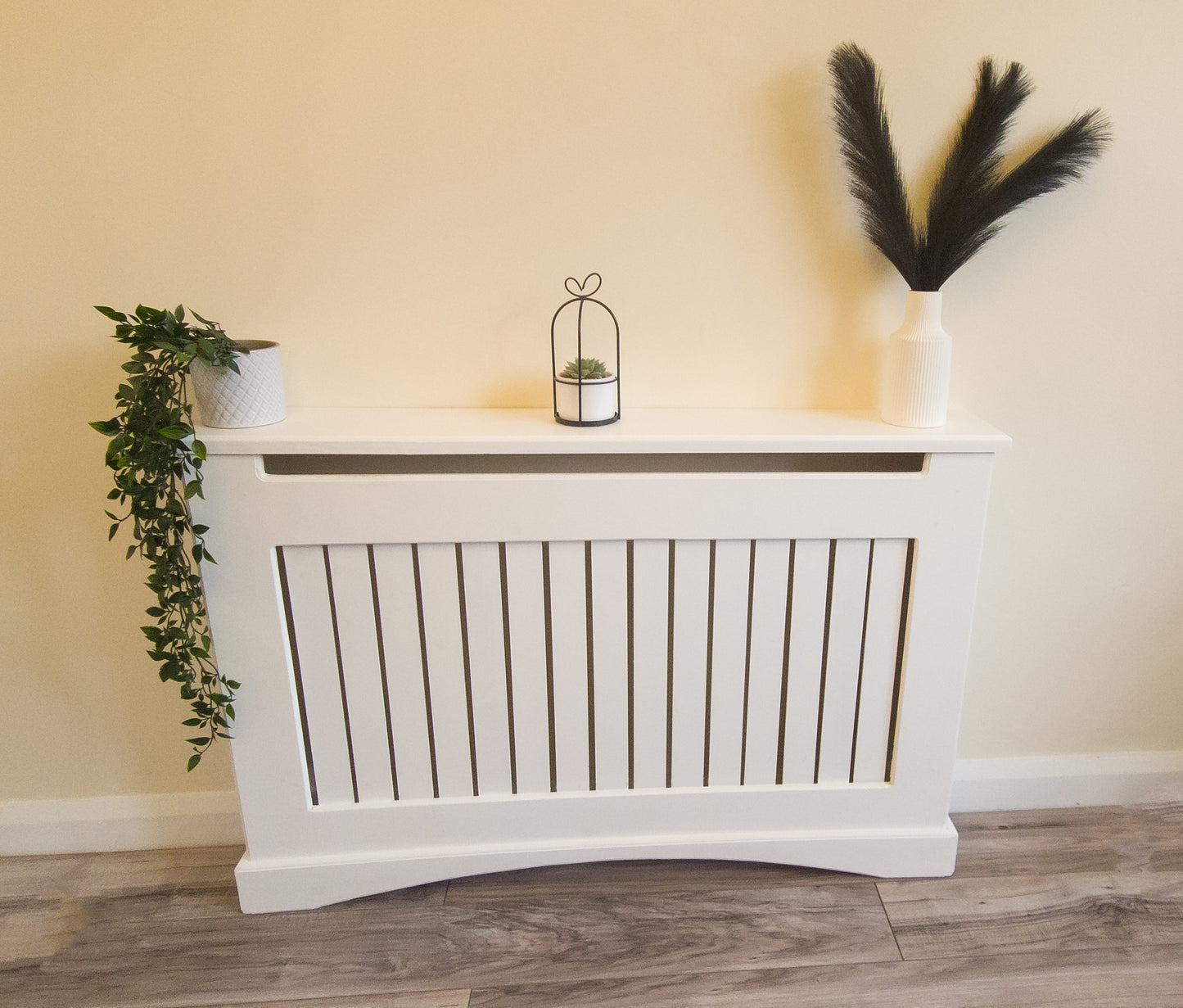 Radiator Cover Bespoke Hand Made Custom Curved, White Top